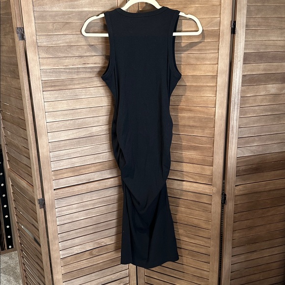 Savvi ~ Ribbed Knit Ruched BodyCon Dress ~ Black~ M - Picture 2 of 2